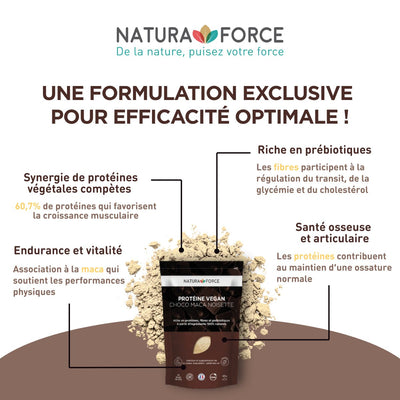 Protéine vegan chocolat maca noisette - Natura Force