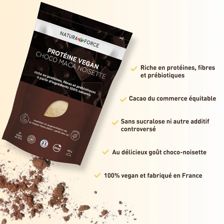 Protéine vegan chocolat maca noisette - Natura Force