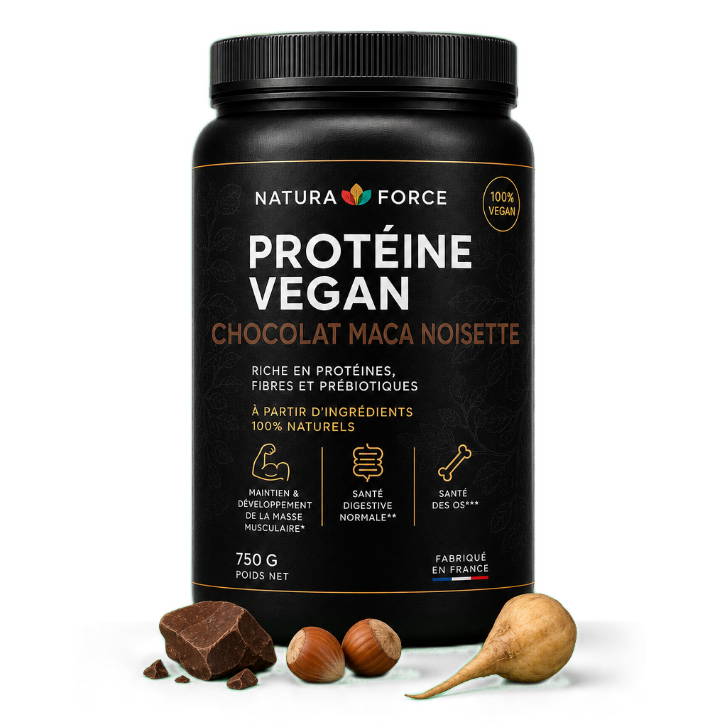 Protéine vegan chocolat maca noisette